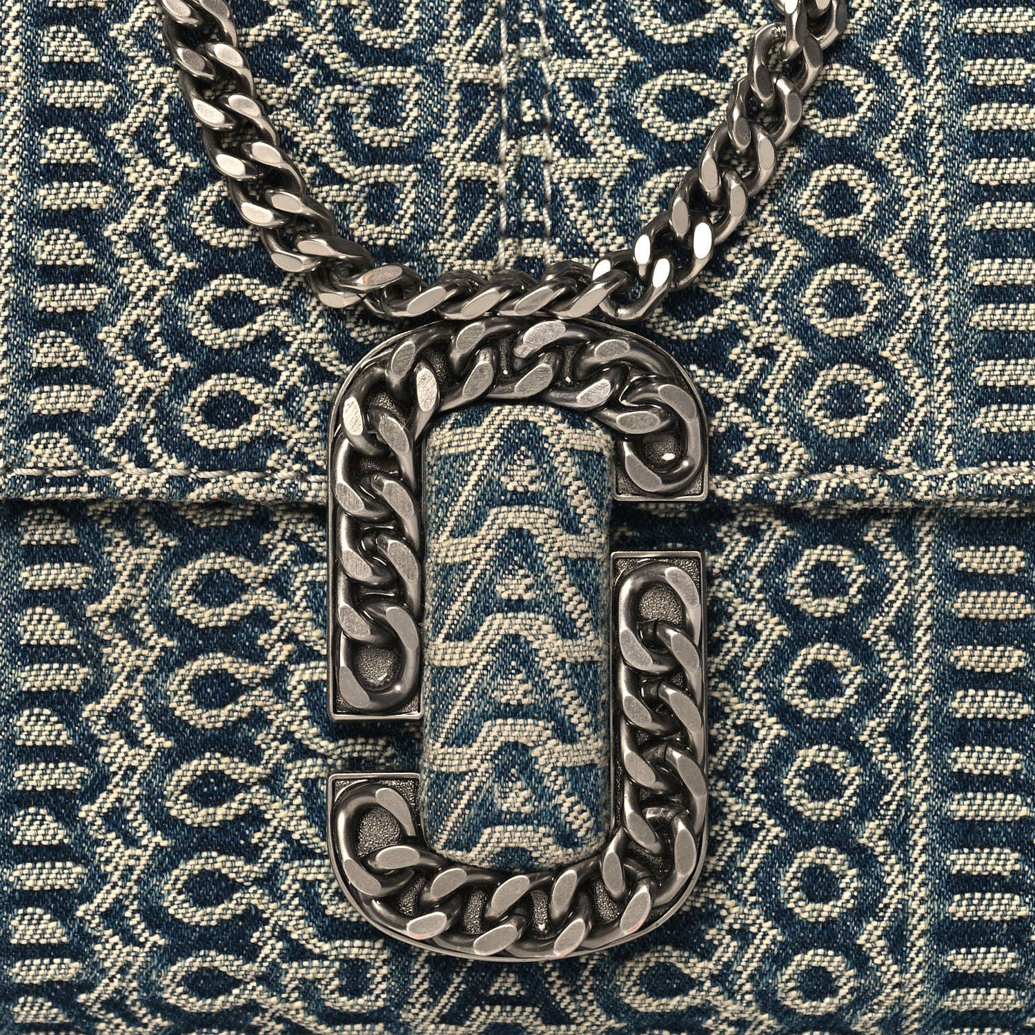 Marc Jacobs Denim Monogram The St Marc Mini Top Handle Bag Blue 8 of 10