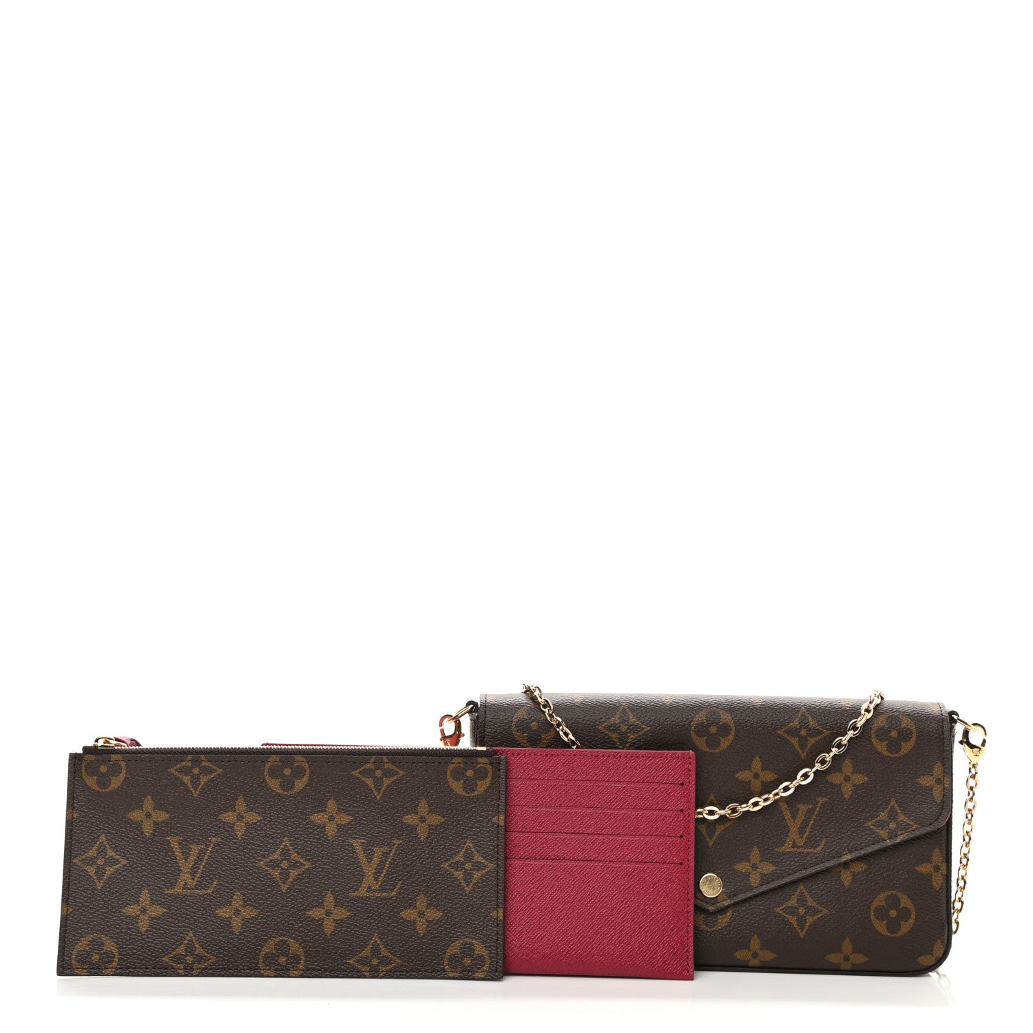 Louis Vuitton Monogram Pochette Felicie Chain Wallet Fuchsia 1 of 9
