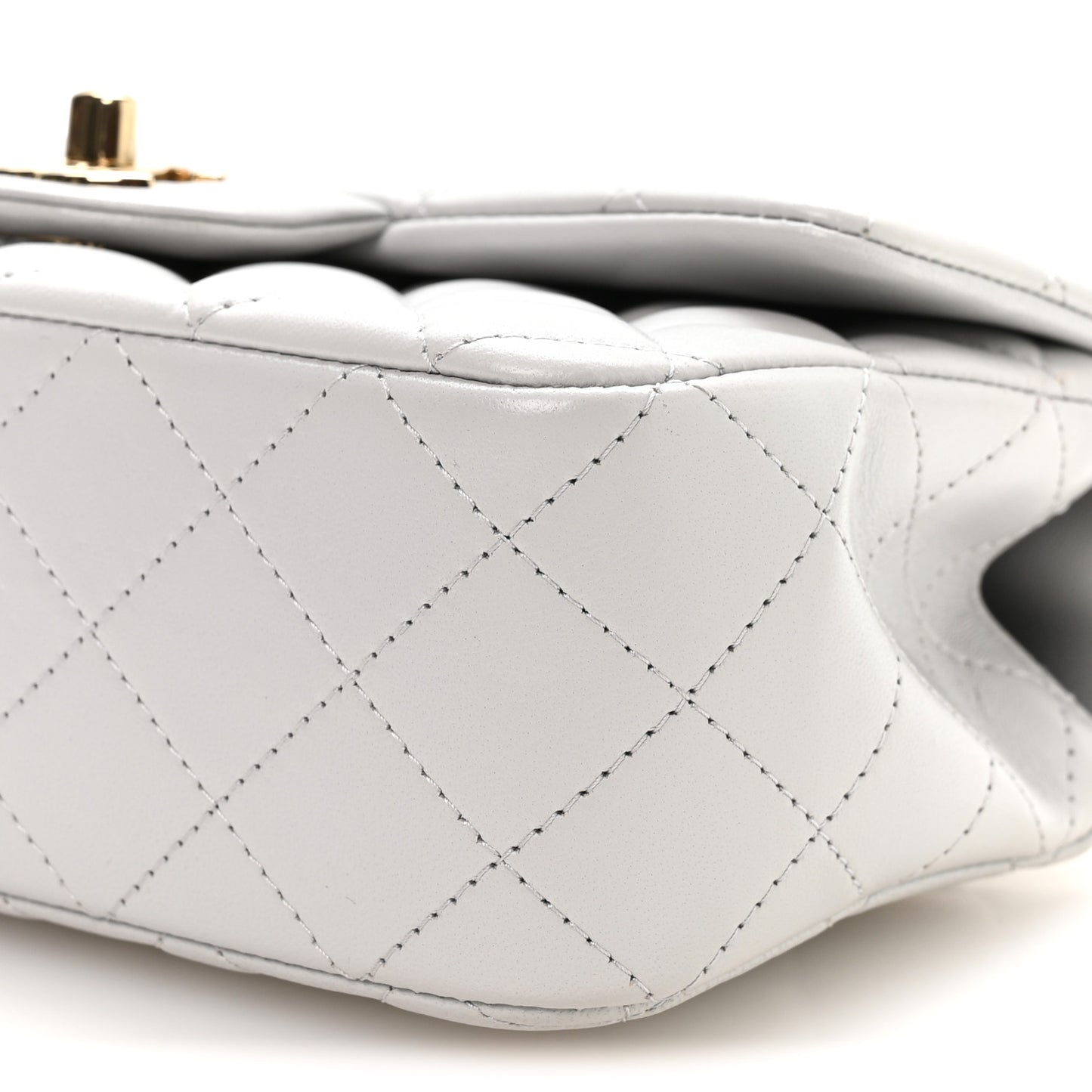 Lambskin Quilted Mini Top Handle Rectangular Flap Grey