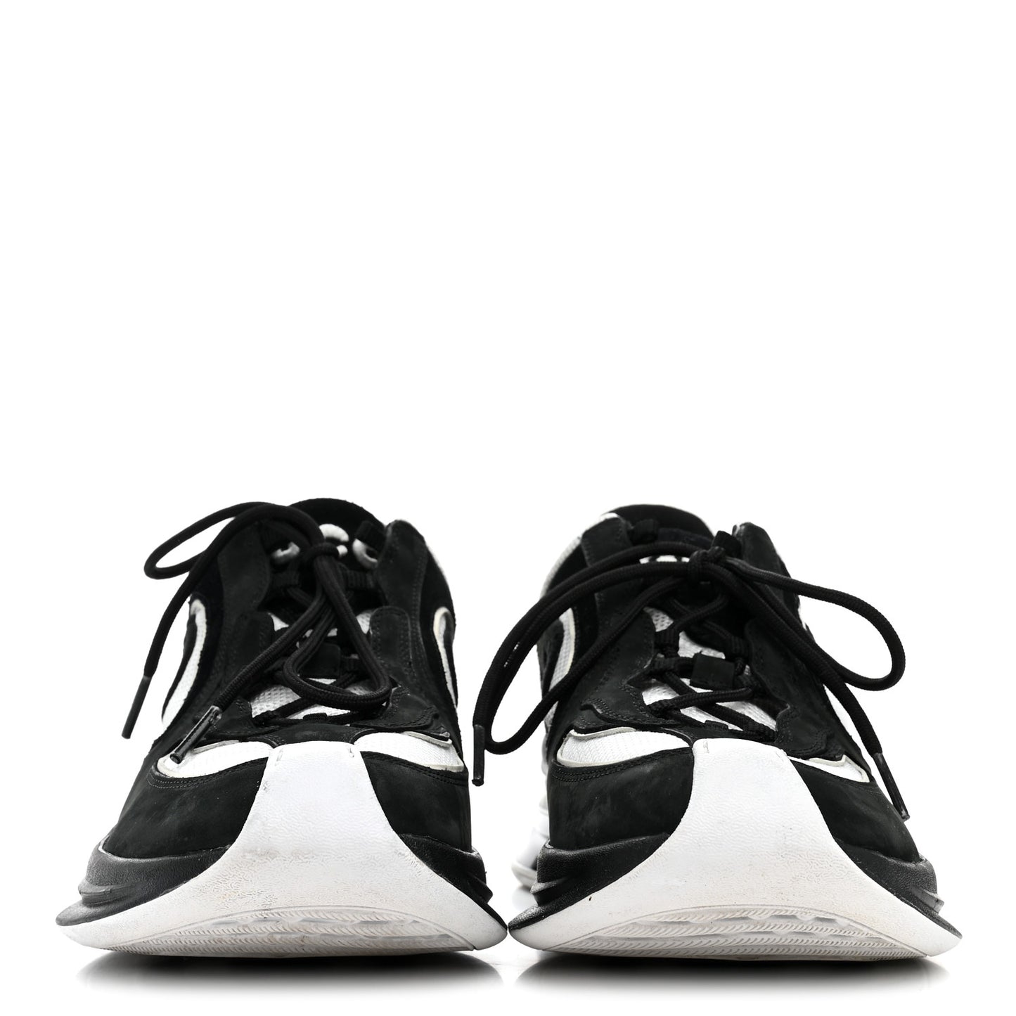 Technical Knit Fabric Suede Calfskin Womens Gucci Run Sneakers 39.5 Black White