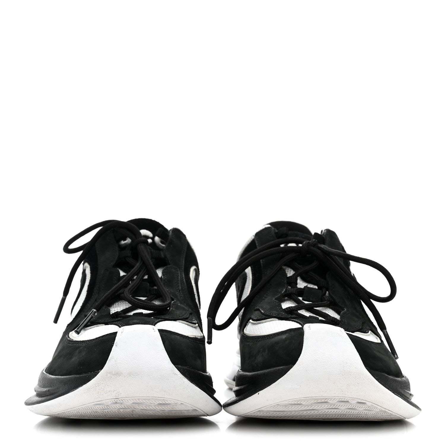 Gucci Technical Knit Fabric Suede Calfskin Womens Gucci Run Sneakers 39.5 Black White 3 of 8