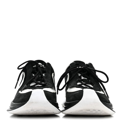 Gucci Technical Knit Fabric Suede Calfskin Womens Gucci Run Sneakers 39.5 Black White 3 of 8