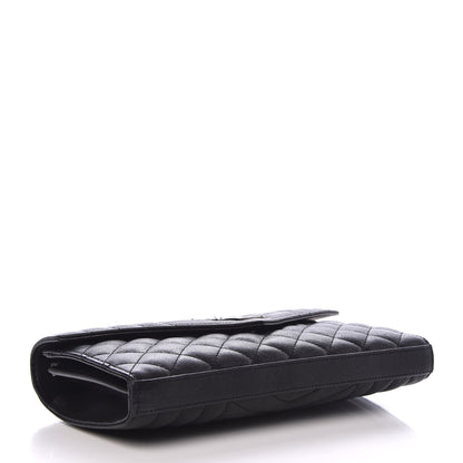 Saint Laurent Sheepskin Tri-Quilt Monogram Envelope Chain Wallet Black 4 of 10