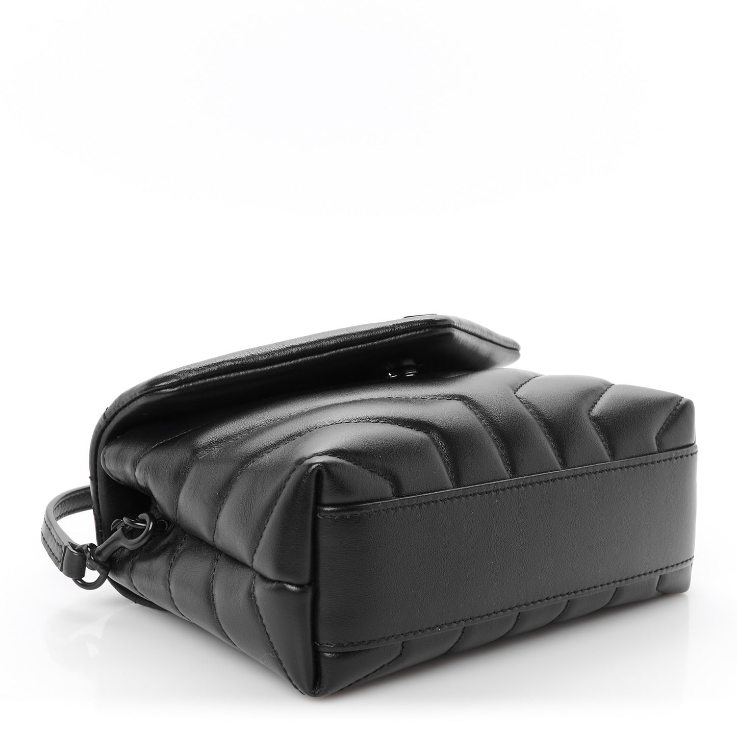 Calfskin Y Quilted Monogram Monochrome Toy Loulou Crossbody Bag Black