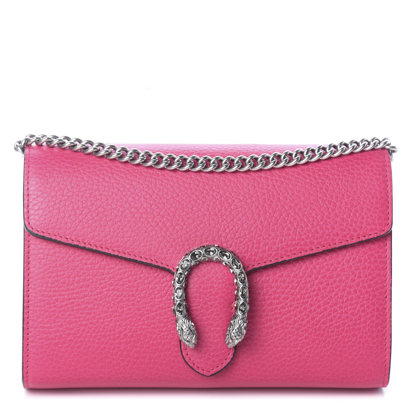Dollar Calfskin Crystal Mini Dionysus Chain Wallet Box Pink