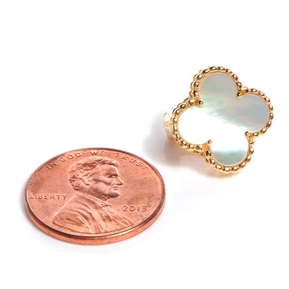 Van Cleef & Arpels 18K Yellow Gold Mother of Pearl Vintage Alhambra Earrings 2 of 7