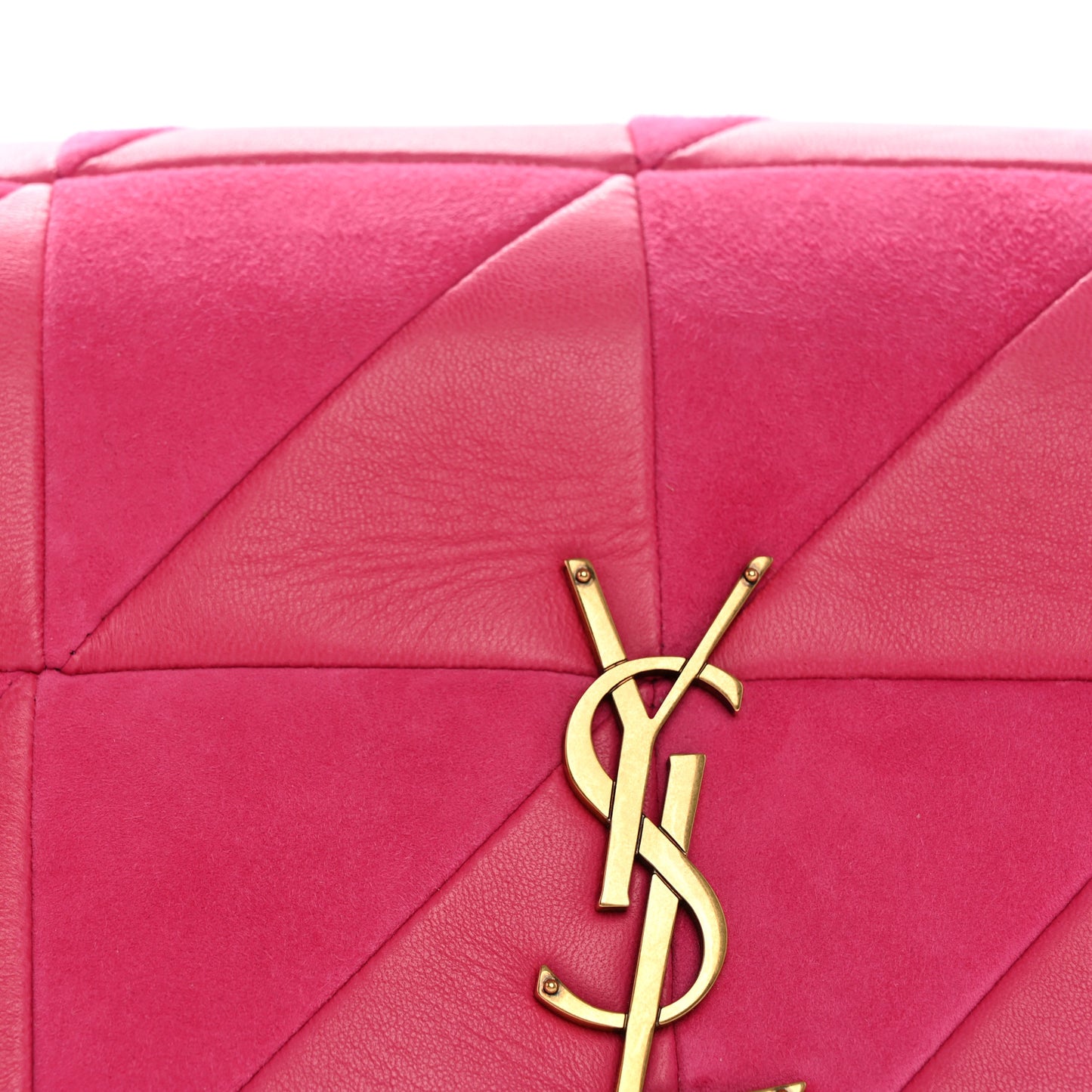 Lambskin Suede Patchwork Monogram Medium Jamie Fuchsia