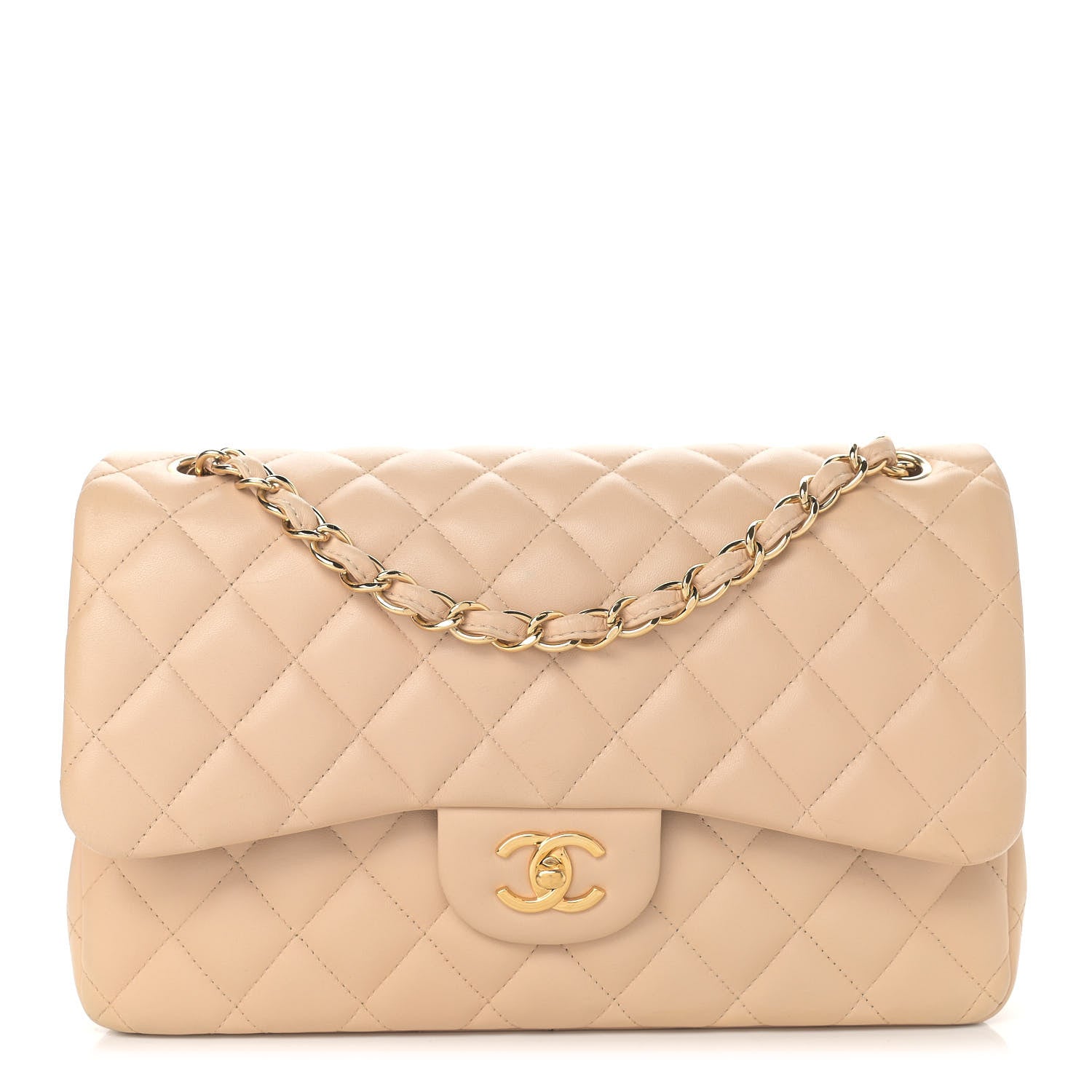 Chanel Lambskin Quilted Jumbo Double Flap Beige Clair 1 of 11