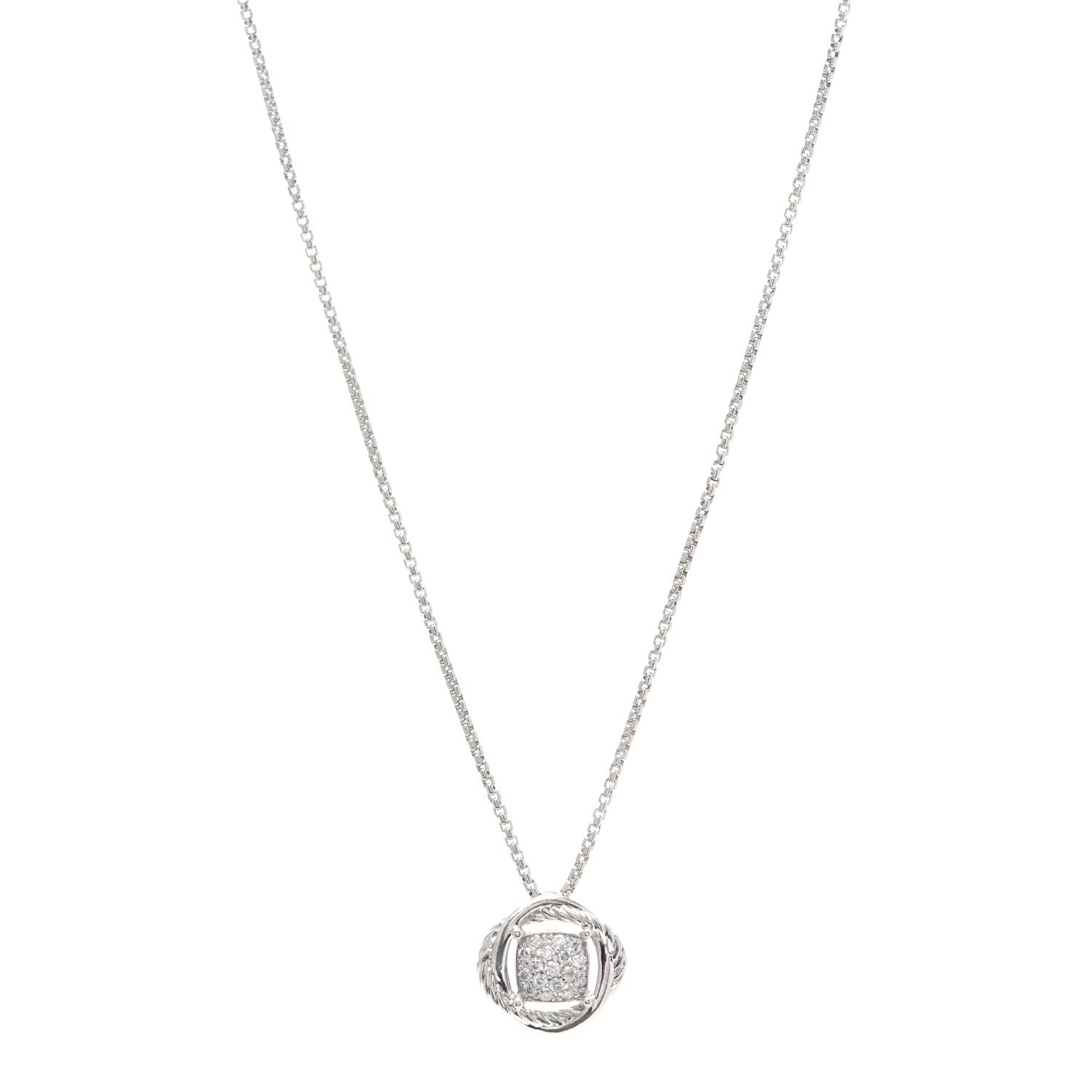 David Yurman Sterling Silver Diamond 7mm Infinity Pendant Necklace 1 of 4