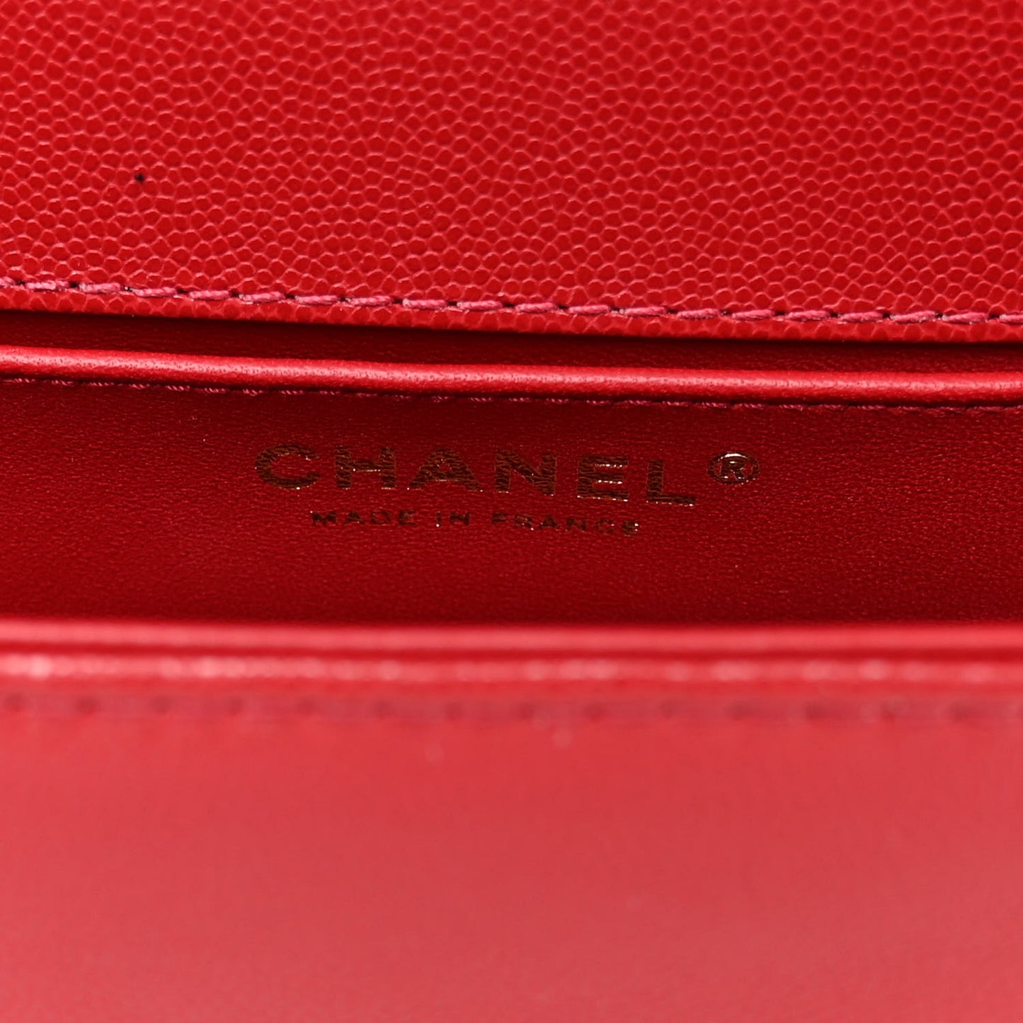 Caviar Medium Boy Logo Top Handle Flap Red