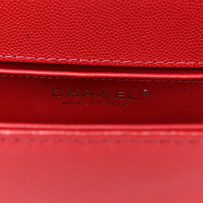 Chanel Caviar Medium Boy Logo Top Handle Flap Red 6 of 11