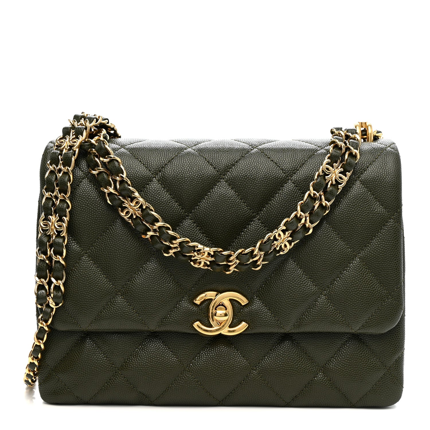Chanel Caviar Quilted Mini Coco First Flap Khaki 1 of 12
