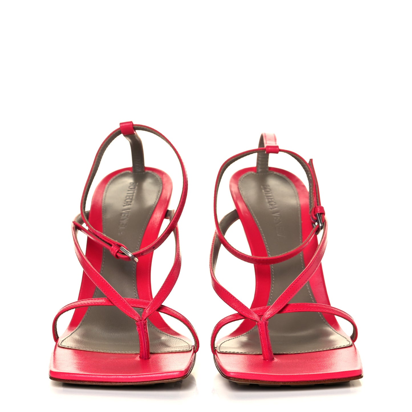 Lambskin Stretch Multi Strap 90mm Sandals 38 Fuchsia