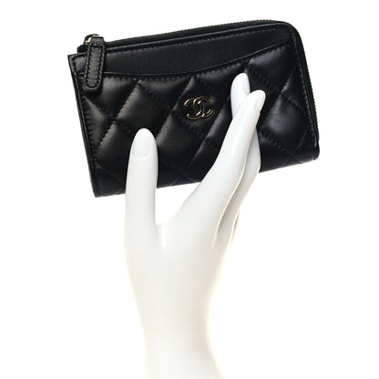 Chanel Lambskin Quilted Zip Card Holder Black 2 of 9
