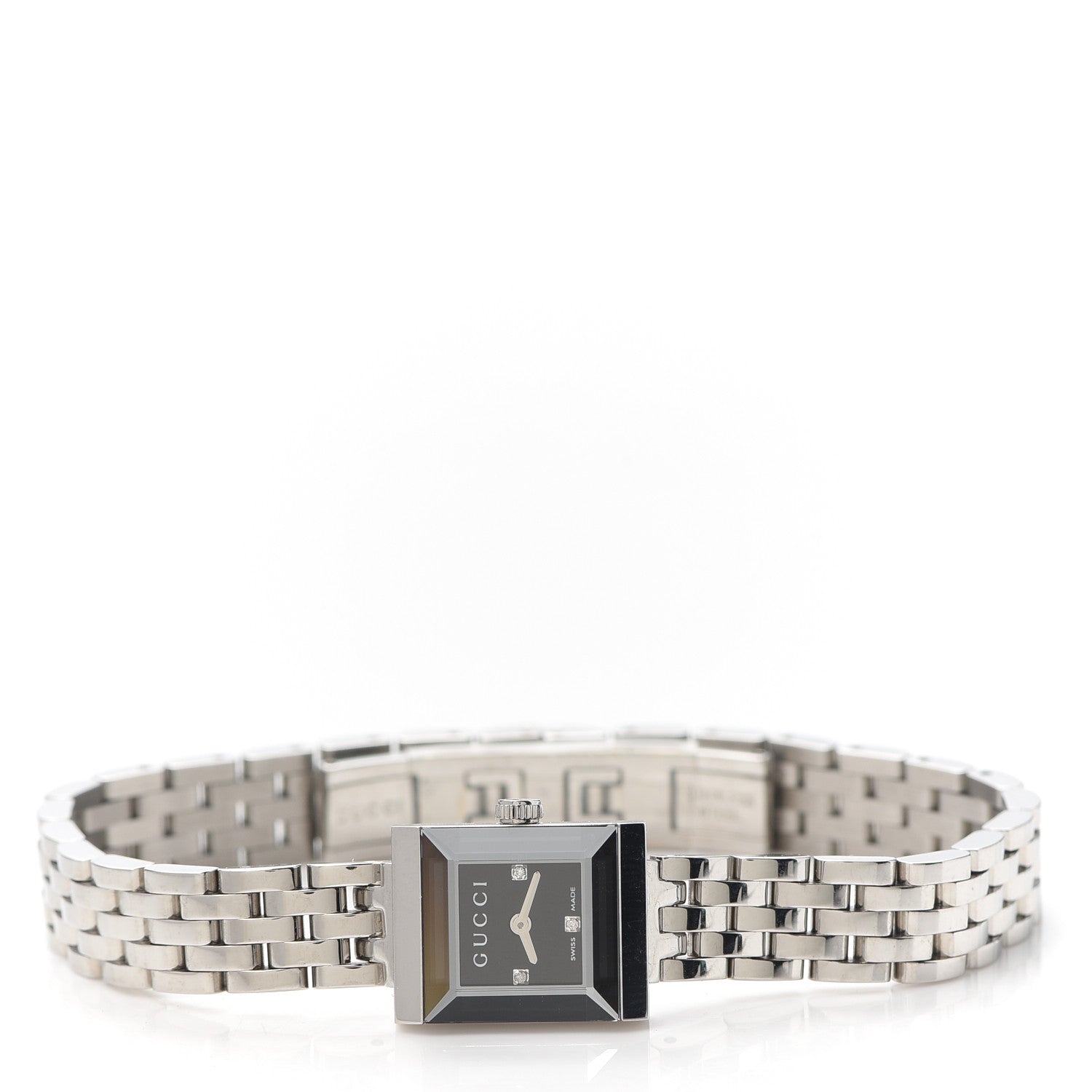 Gucci Stainless Steel Diamond 14mm G- Frame Square Quartz Watch Black 2 of 5