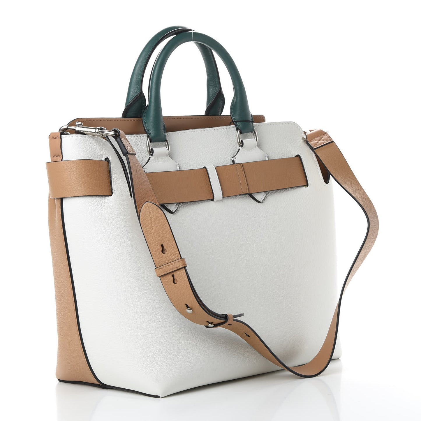 Soft Grain Calfskin Medium Belt Bag Light Camel Chalk White