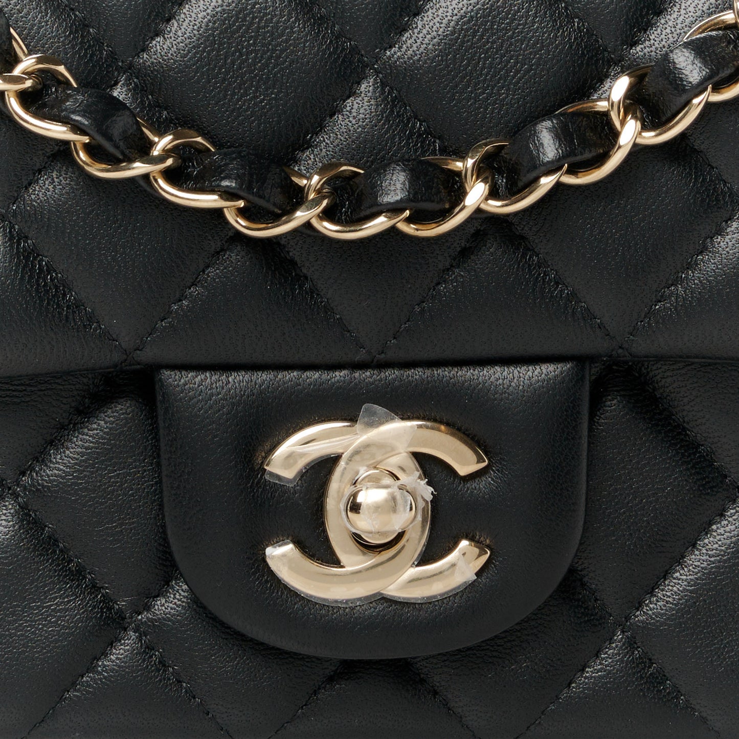 Lambskin Quilted Mini Rectangular Flap Black