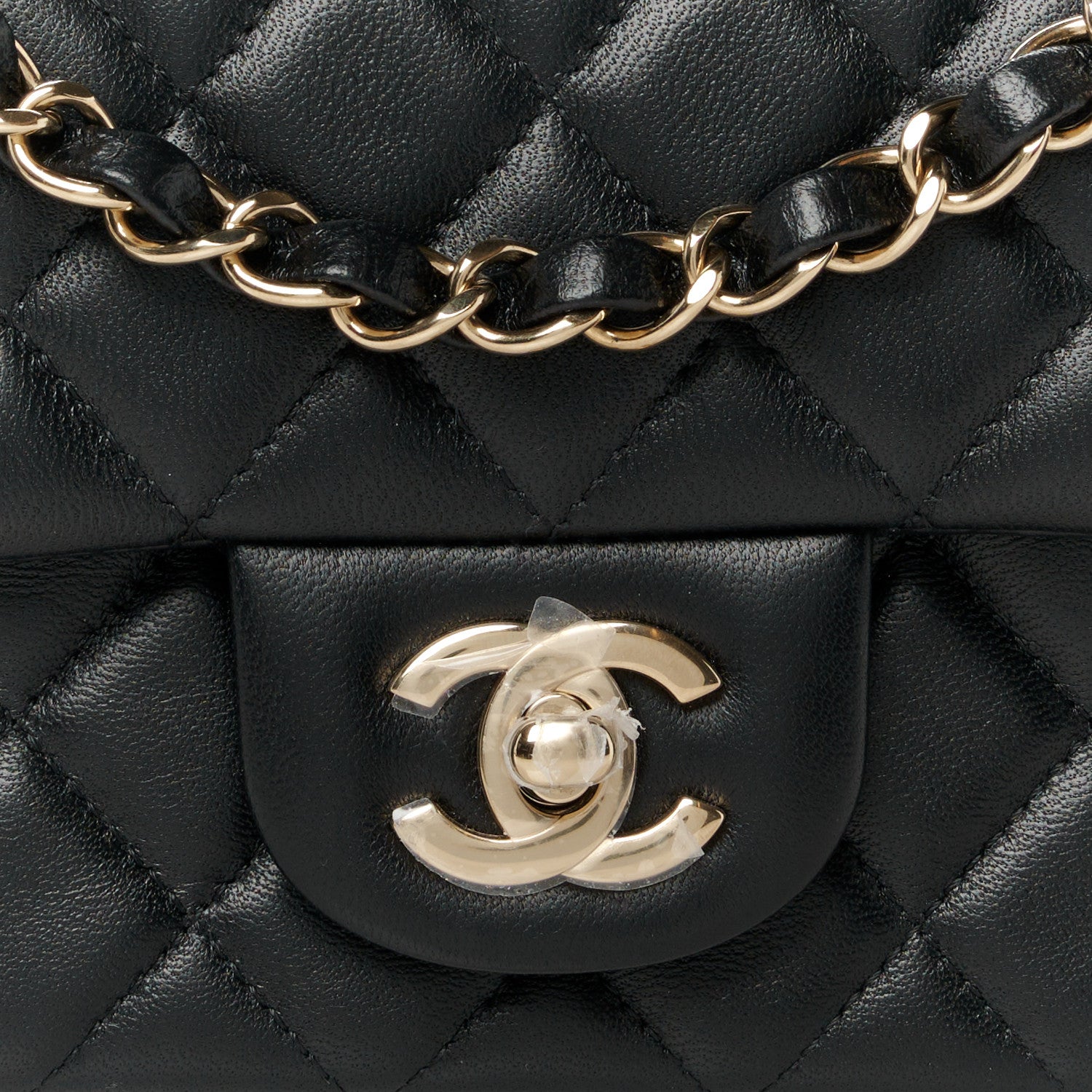 Chanel Lambskin Quilted Mini Rectangular Flap Black 9 of 12