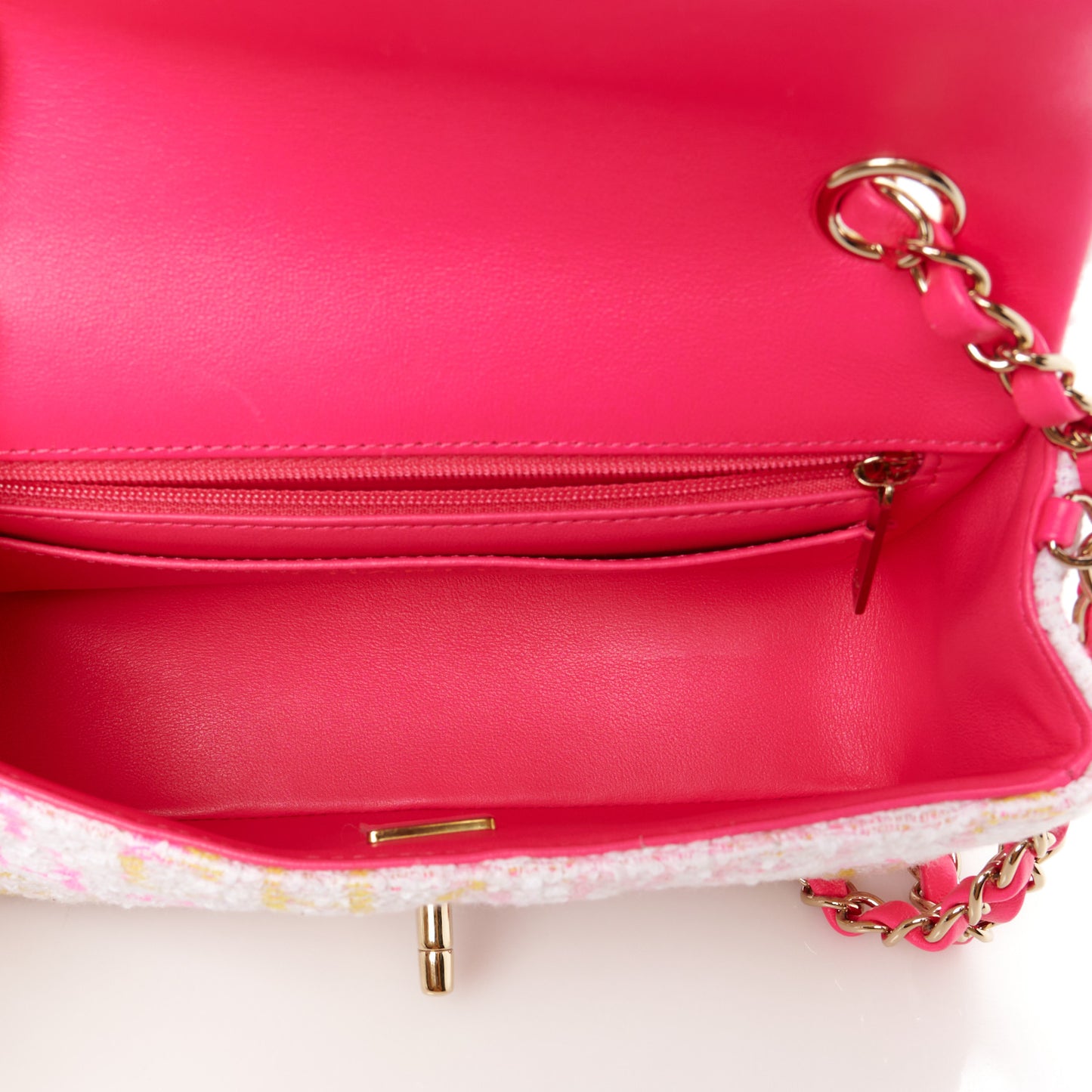 Tweed Quilted Mini Rectangular Flap Pink Multicolor