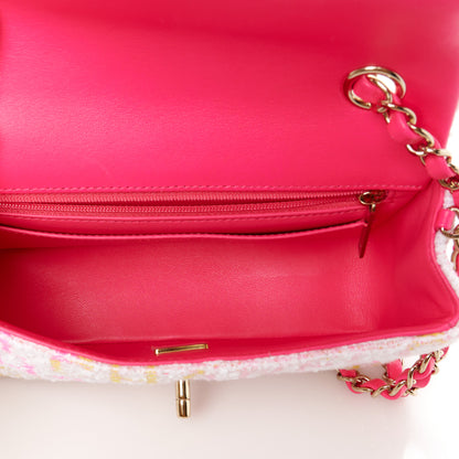 Chanel Tweed Quilted Mini Rectangular Flap Pink Multicolor 5 of 12