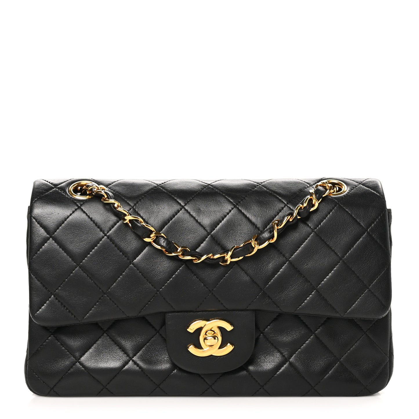 Lambskin Quilted Small Double Flap Black