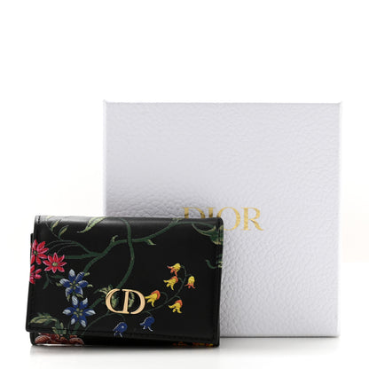 Christian Dior Calfskin Petites Fleurs Print Caro XS Wallet Black Multicolor 10 of 10