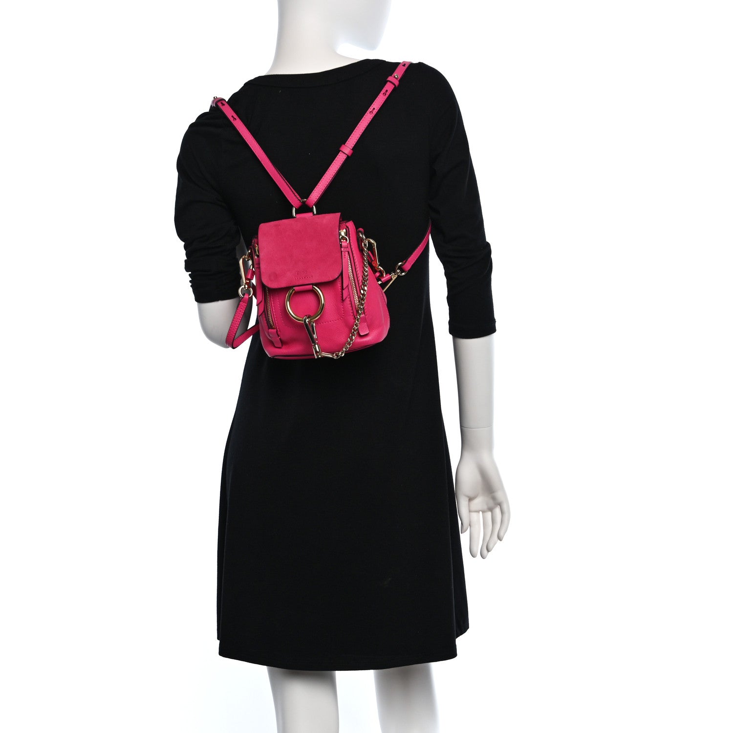 Chloe Suede Calfskin Mini Faye Backpack Fuchsia Rose 2 of 11