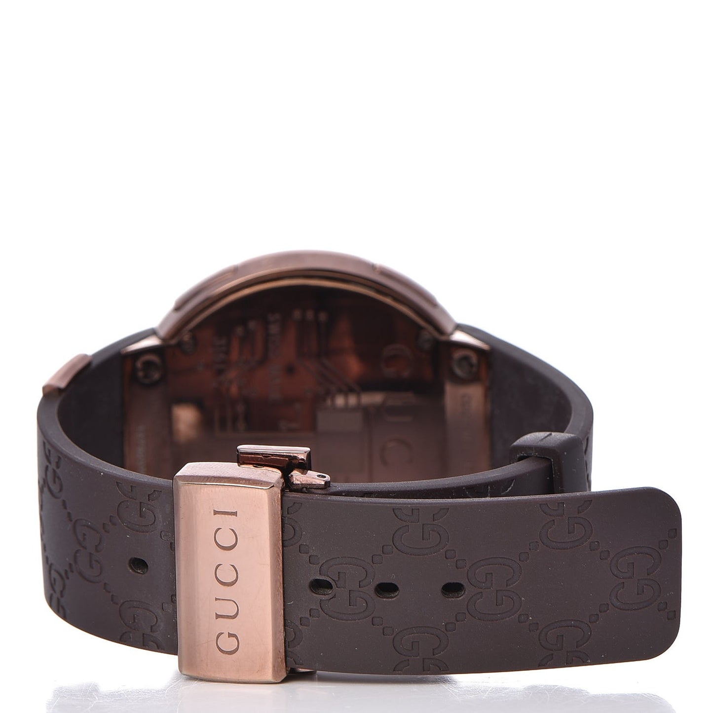 Stainless Steel Rubber 45mm Digital I-Gucci Watch Brown
