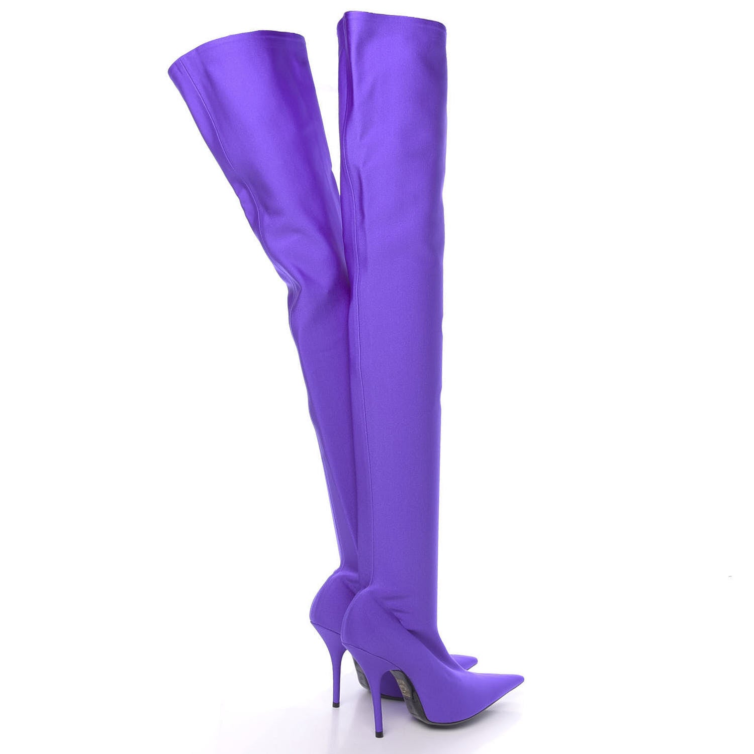Balenciaga Spandex Pointed Toe Knife Thigh High Boots 36 Violet 4 of 7