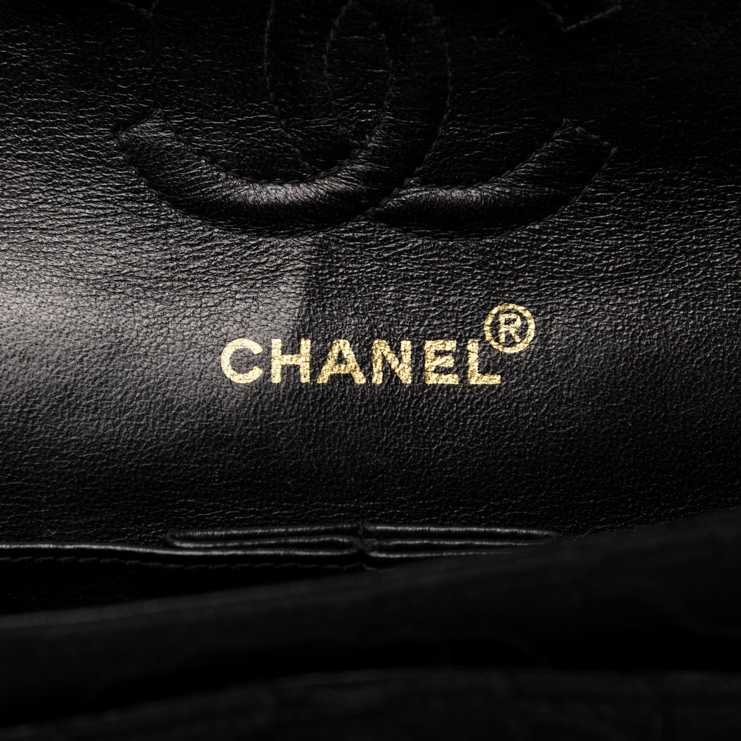 Canvas Camellia Embroidered Medium Double Flap Black