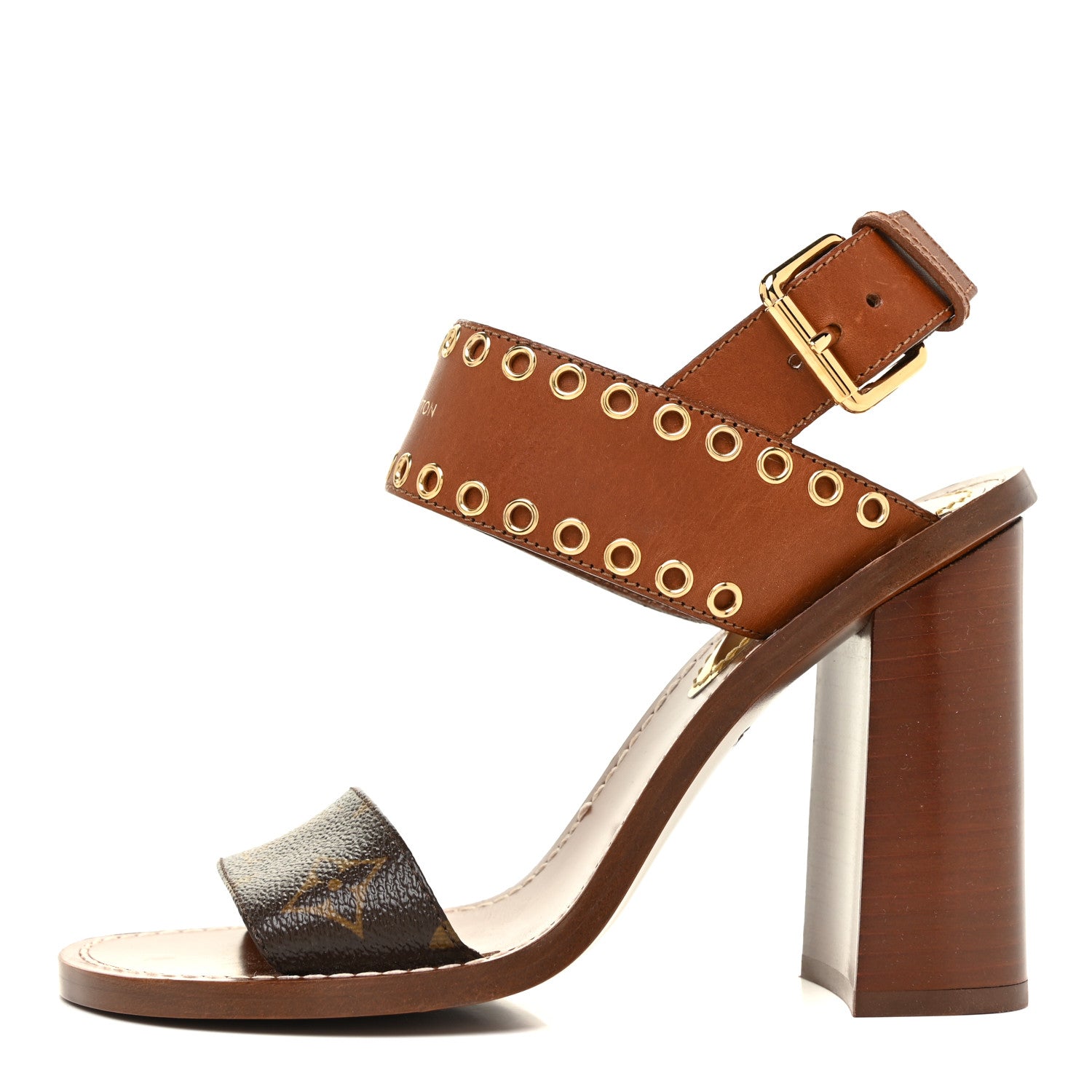Louis Vuitton Calfskin Monogram Passenger Sandals 37.5 Cognac 1 of 12