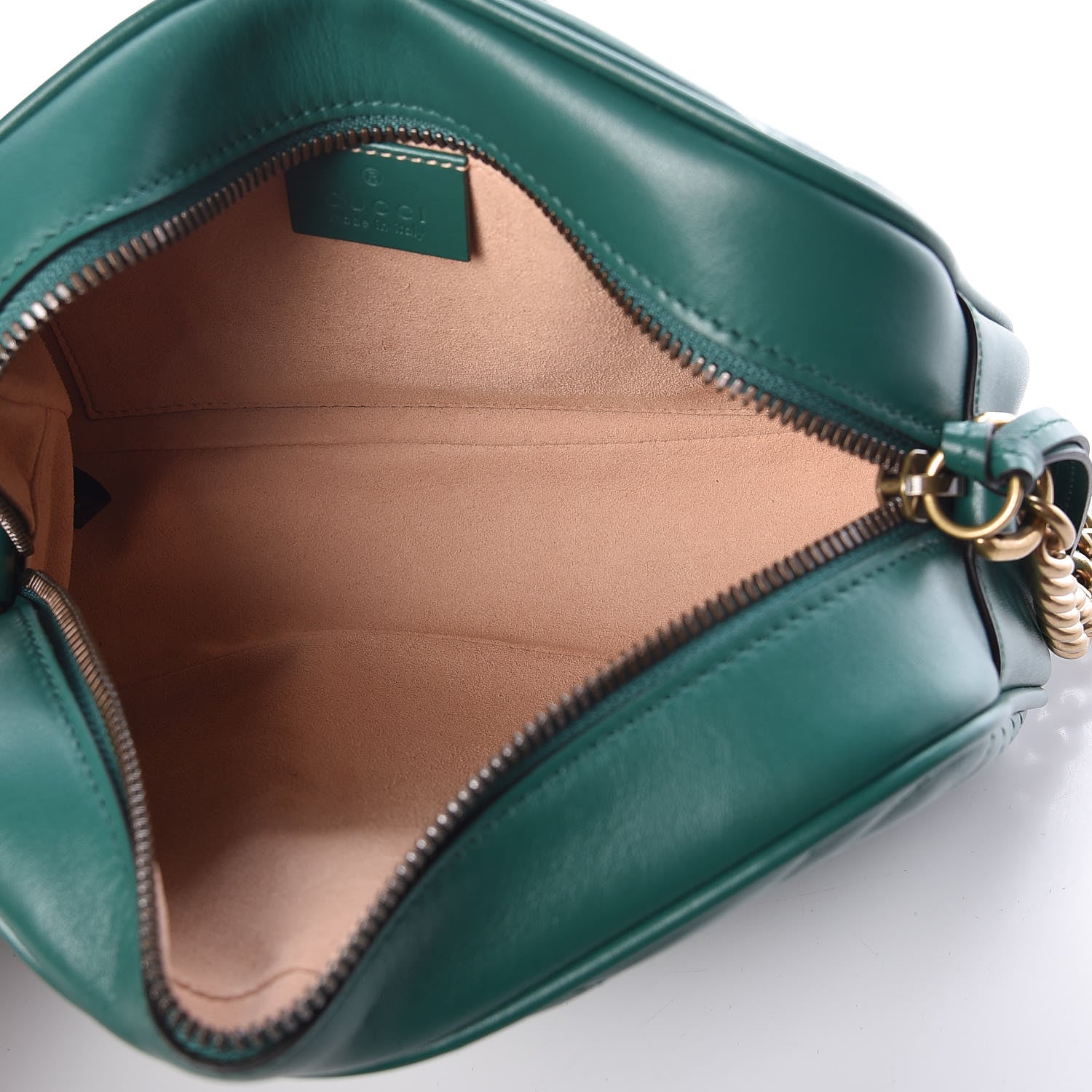 Gucci Calfskin Matelasse Small GG Marmont Chain Shoulder Bag Emerald Green 5 of 9