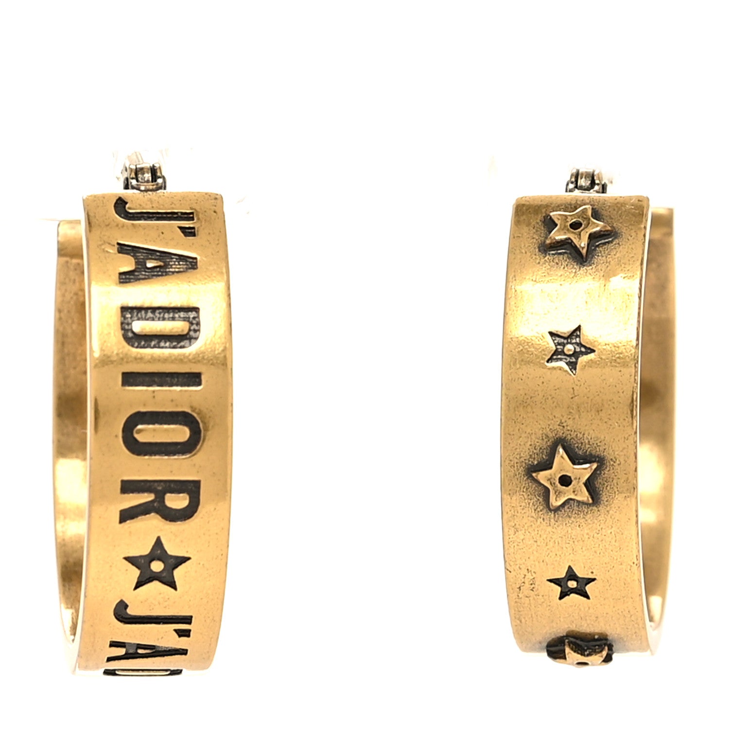 Christian Dior Metal Small J'Adior Star Hoop Earrings Aged Gold 1 of 3
