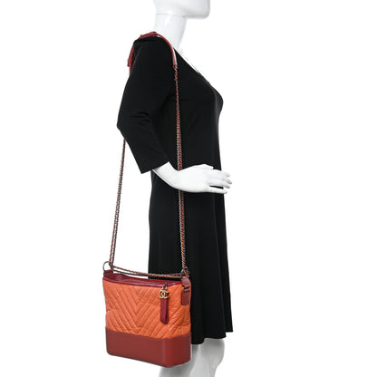 Chanel Aged Calfskin Chevron Quilted Medium Gabrielle Hobo Dark Red Orange 2 of 10