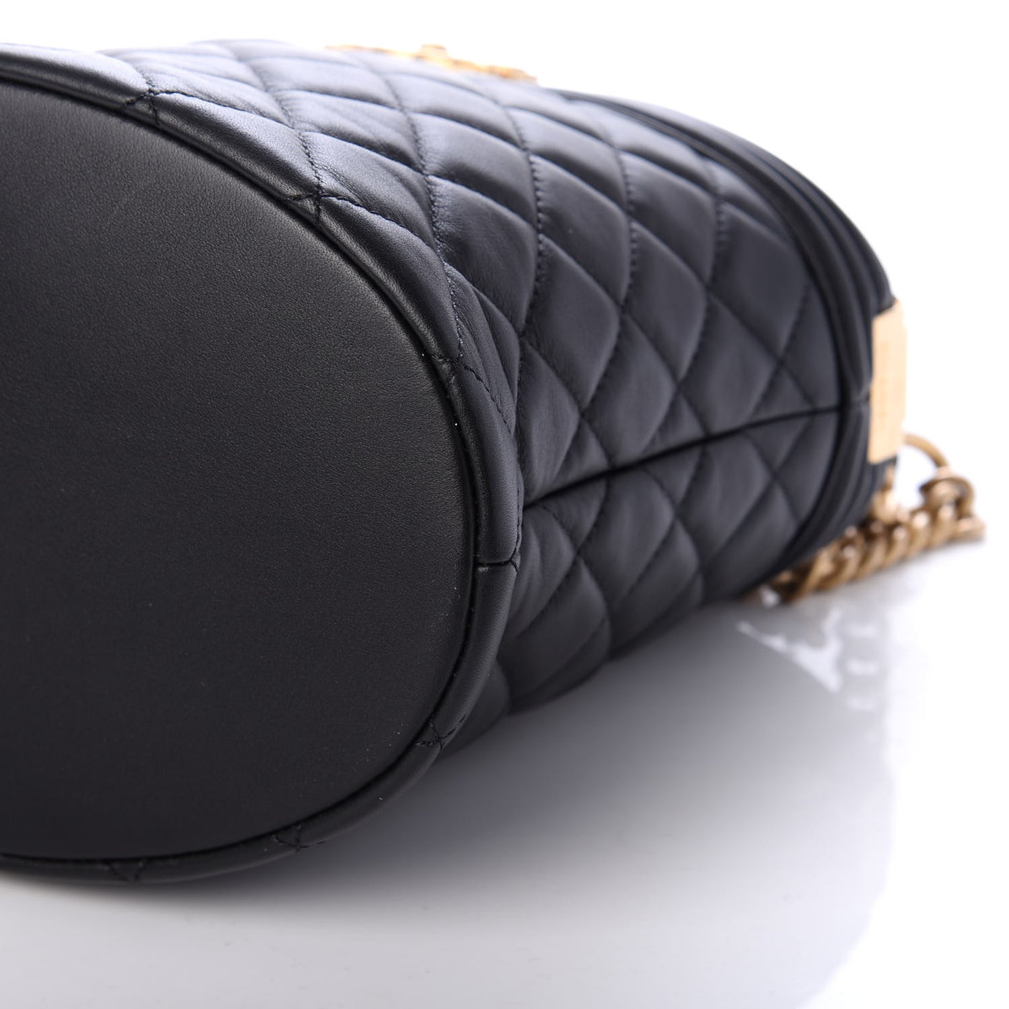 Calfskin Quilted Boy Bucket Bag Black