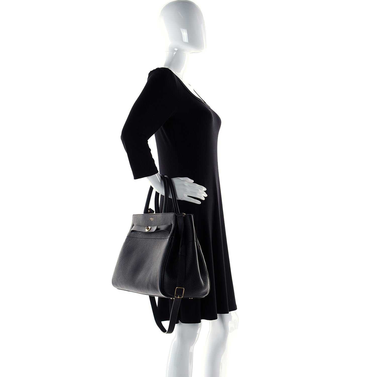 Mulberry Classic Grain Calfskin Belted Bayswater Tote Black 8 of 20