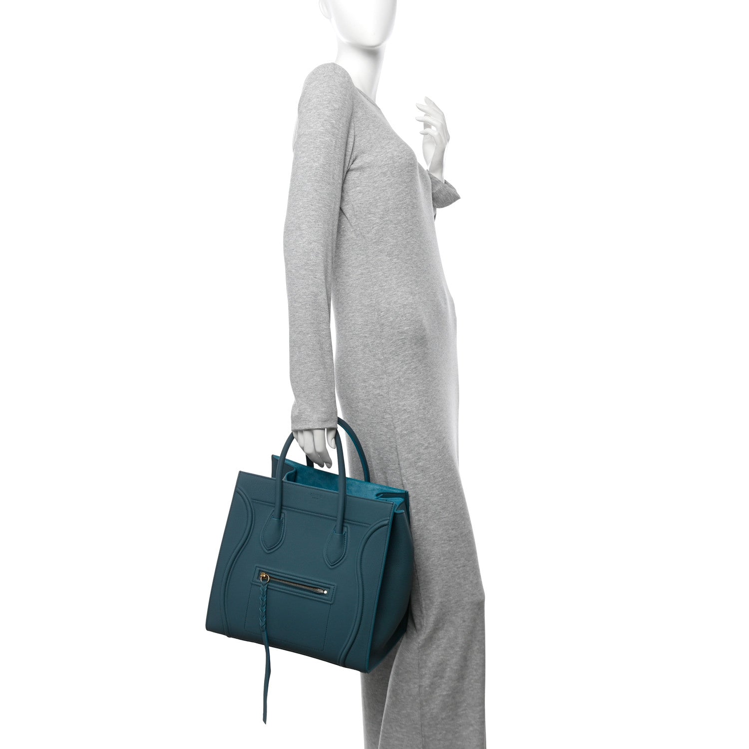 Celine Grained Calfskin Medium Phantom Luggage Ocean 2 of 10