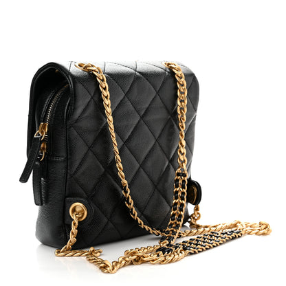 Chanel Shiny Caviar Quilted Chain Melody Backpack Black 3 of 11