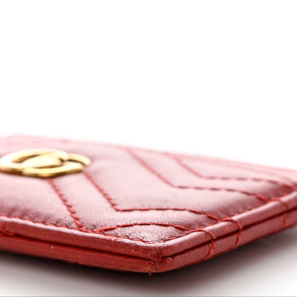 Gucci Calfskin Matelasse GG Marmont Card Holder Hibiscus Red 9 of 11