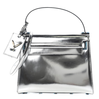Valentino Garavani Metallic Patent Calfskin Medium My Rockstud Frame Bag Silver 1 of 13