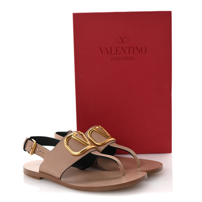Valentino Garavani Grainy Cowhide Vlogo Slingback Flat Thong Sandals 35.5 Rose Cannelle 10 of 10