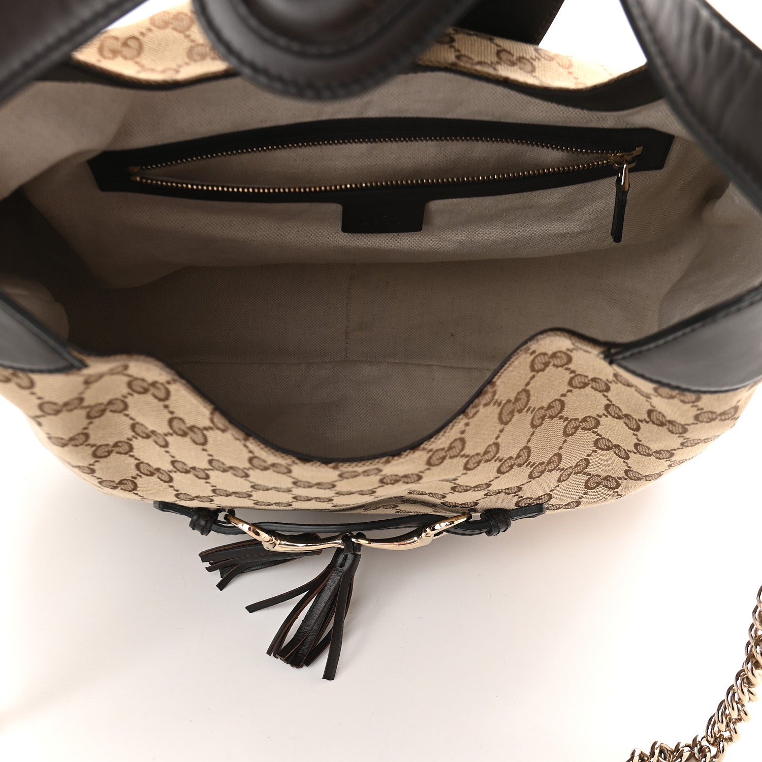 Gucci Monogram Margaux Calfskin Medium Emily Hobo Beige Ebony Cocoa 5 of 11