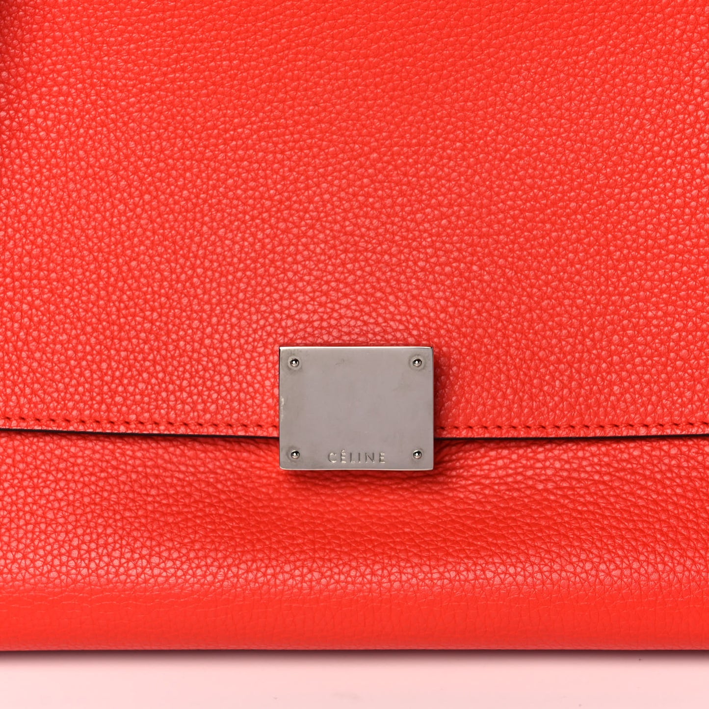 Drummed Calfskin Suede Medium Trapeze Vermillion