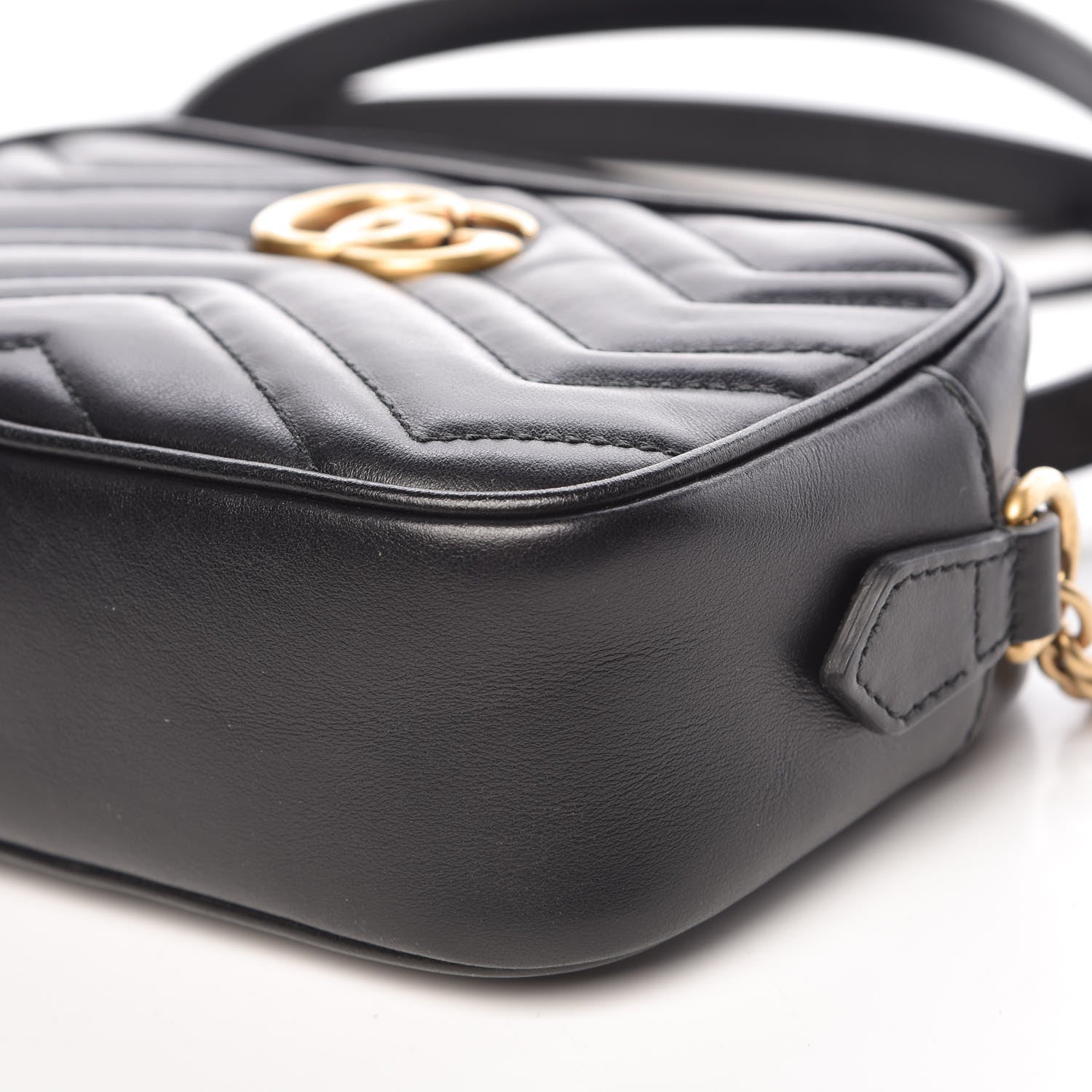 Gucci Calfskin Matelasse Mini GG Marmont Chain Shoulder Bag Black 9 of 9
