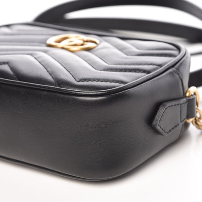 Gucci Calfskin Matelasse Mini GG Marmont Chain Shoulder Bag Black 9 of 9