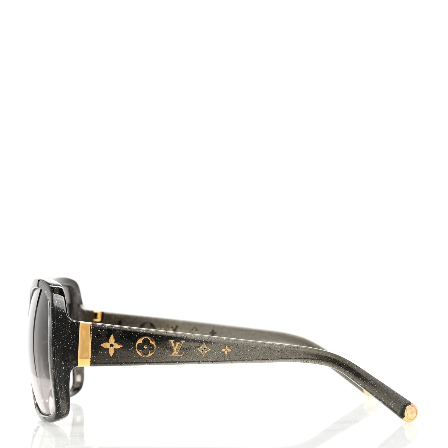 Louis Vuitton Acetate Obsession Round Sunglasses Z1855E Black Glitter 3 of 7