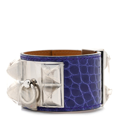 Hermes Shiny Alligator Collier De Chien CDC Bracelet S Bleu Electrique 1 of 8