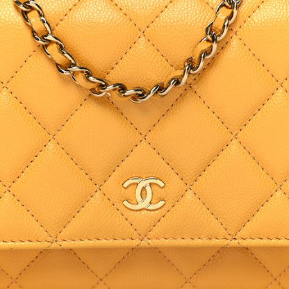 Chanel Caviar Quilted Wallet on Chain WOC Yellow 9 of 13