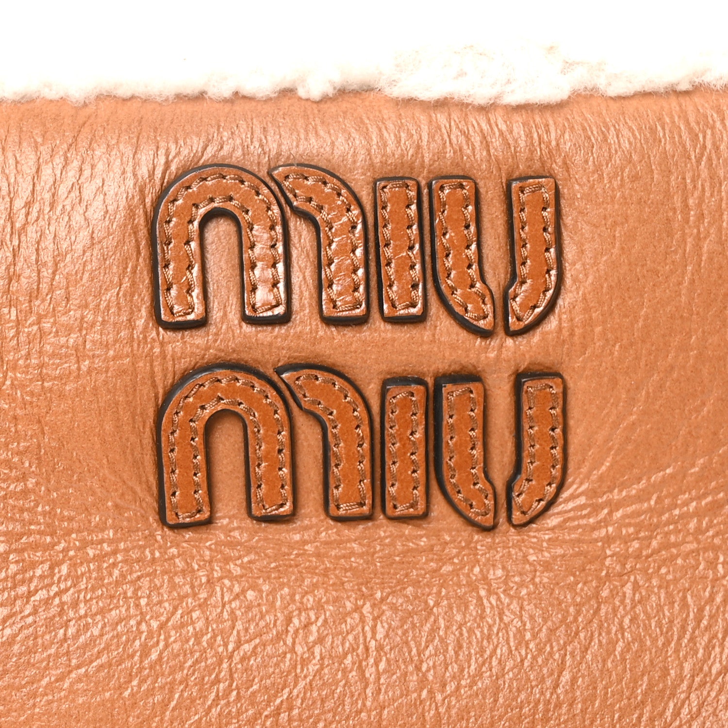 Miu Miu Shearling Calfskin Arcadie Top Handle Bag Cognac 1866848