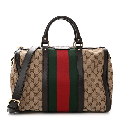 Gucci Monogram Vintage Web Medium Boston Dark Brown 1 of 16